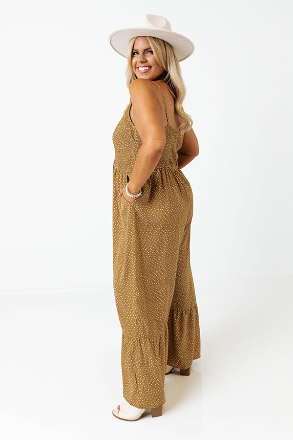 Trading Secrets Smocked Jumpsuit In Light Martini Olive Curves Image - 4