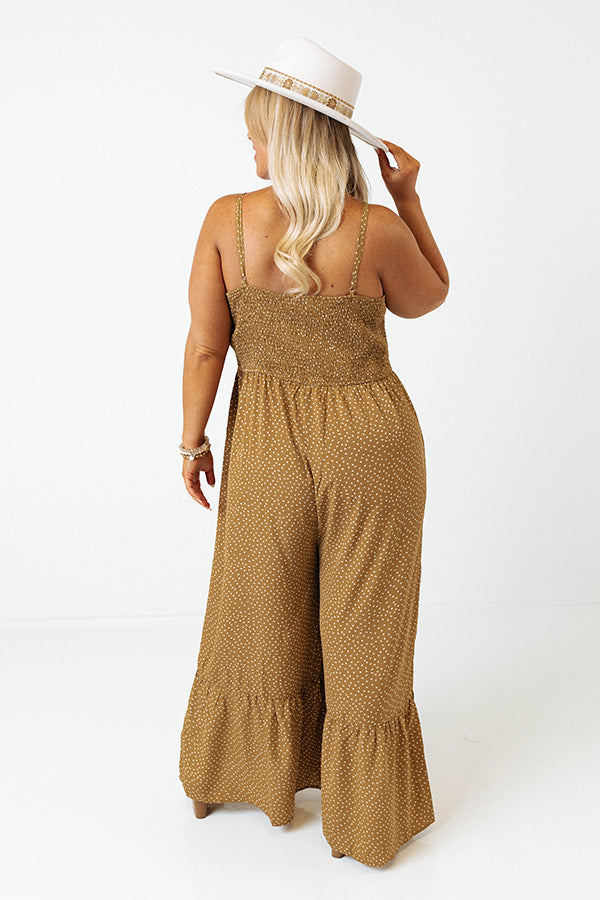 Trading Secrets Smocked Jumpsuit In Light Martini Olive Curves Image - 5