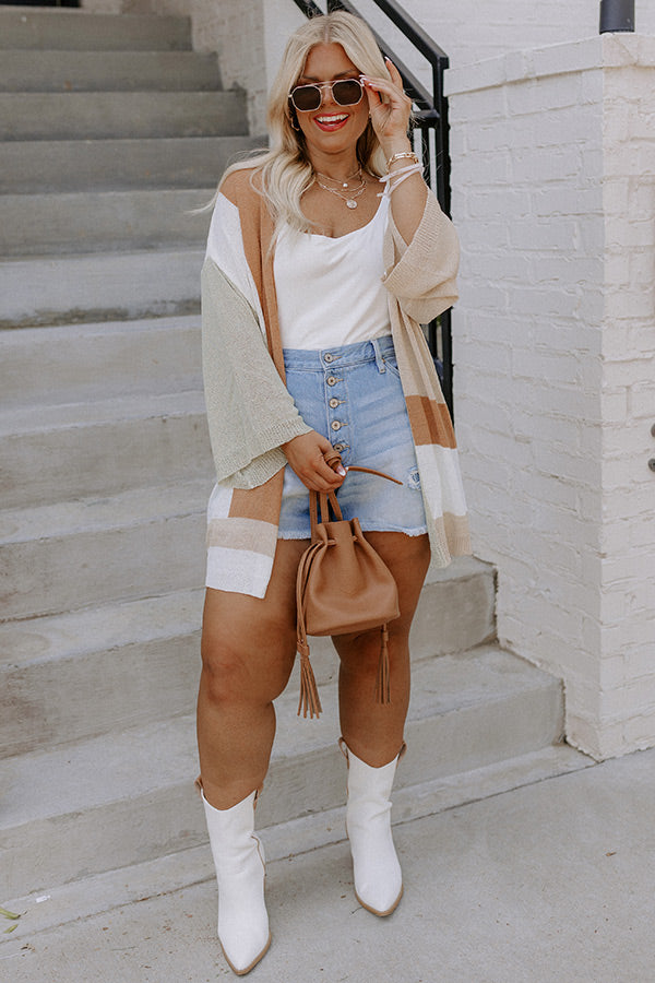 Coffee And Carefree Knit Cardigan Curves Image - 2