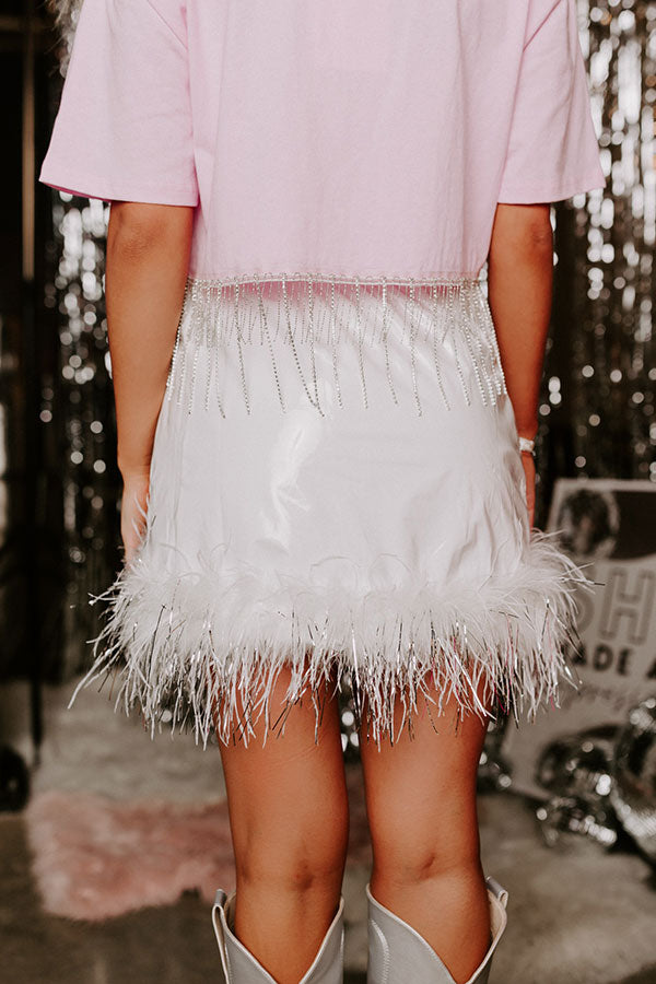 The Freesia Patent Feather Skirt in White S / White