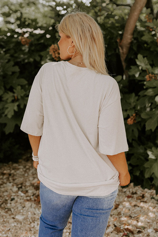 Free Bird Vintage Graphic Distressed Boyfriend Tee In Stone Curves Image - 1