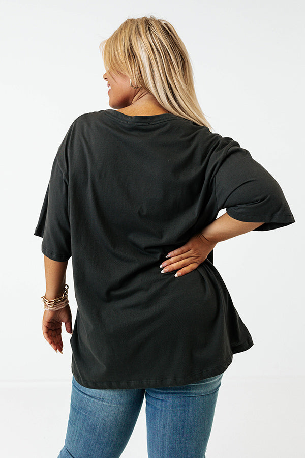 Free Bird Vintage Graphic Distressed Boyfriend Tee In Black Curves Image - 1