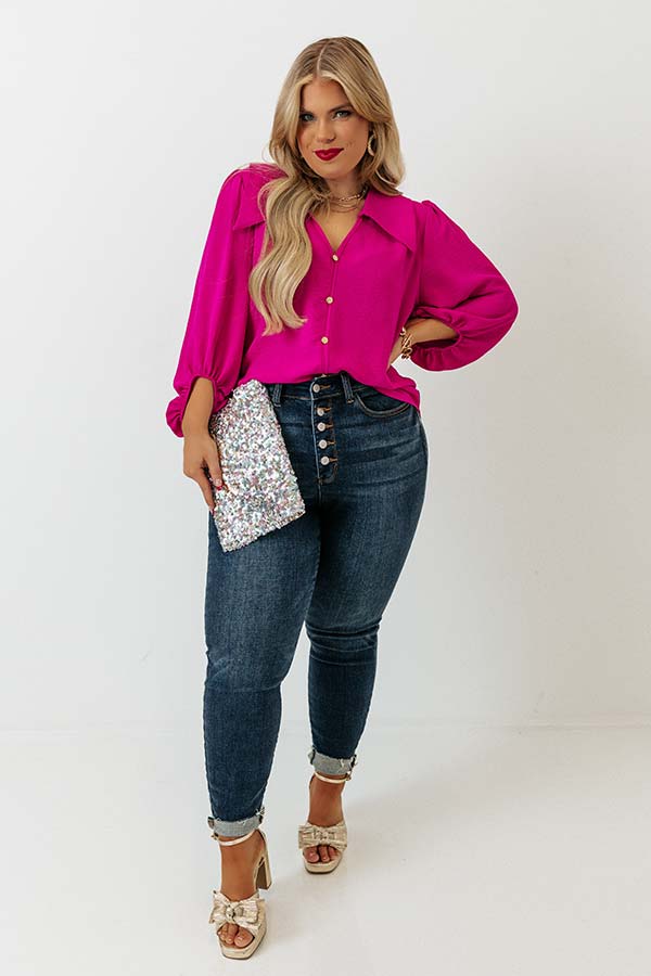 Watch The Show Shift Top In Fuchsia Curves