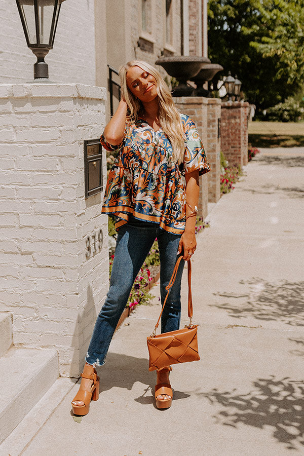 Dial It In Babydoll Top In Navy Image - 1