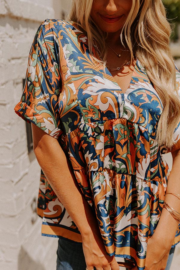 Dial It In Babydoll Top In Navy Image - 3