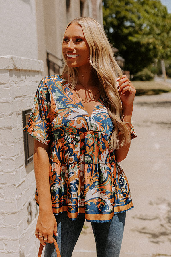 Dial It In Babydoll Top In Navy Image - 2