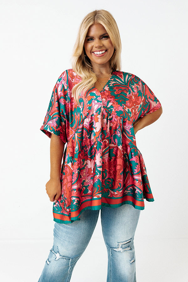 Dial It In Babydoll Top In Pink Curves Image - 3