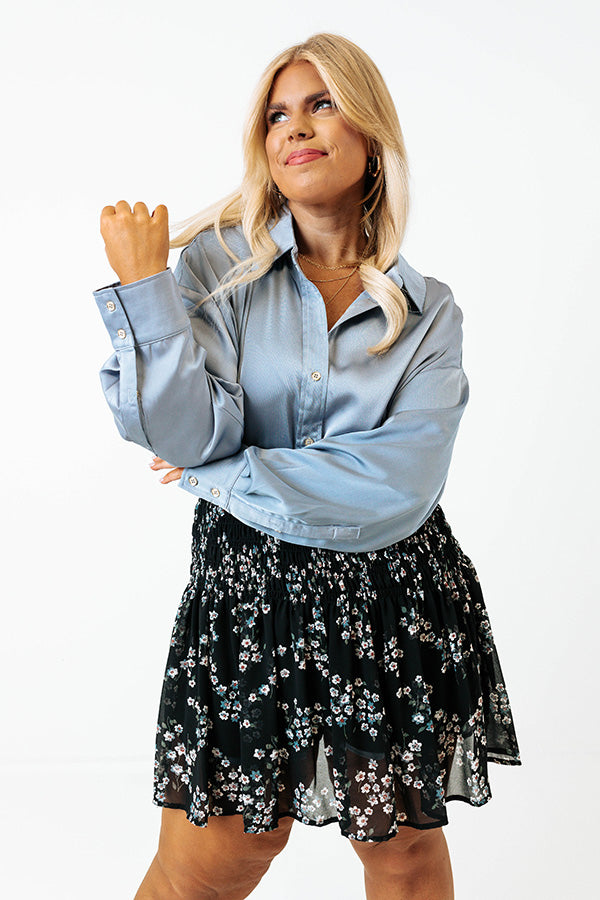 Simply Charmed Button Up Top In Light Slate Curves Image - 1