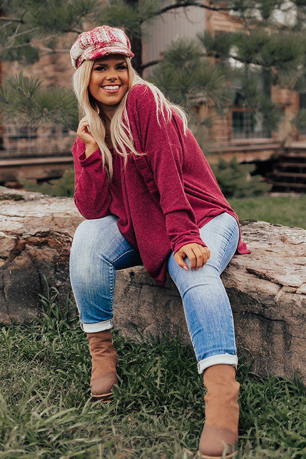 Cozy Zone Shift Tunic In Wine Curves Image - 2