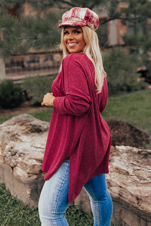 Cozy Zone Shift Tunic In Wine Curves Image - 3