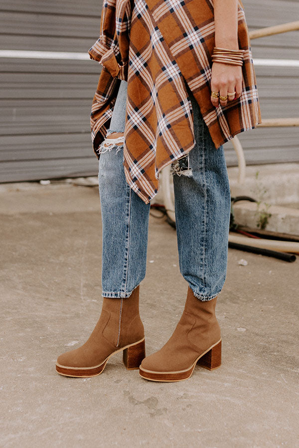 The Esther Faux Suede Bootie In Chocolate Image - 1
