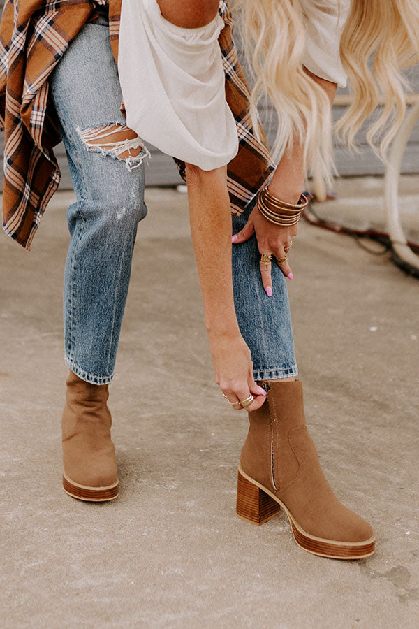 The Esther Faux Suede Bootie In Chocolate Image - 2