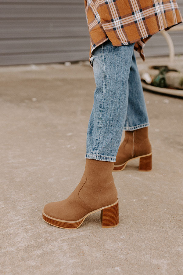 The Esther Faux Suede Bootie In Chocolate Image - 3