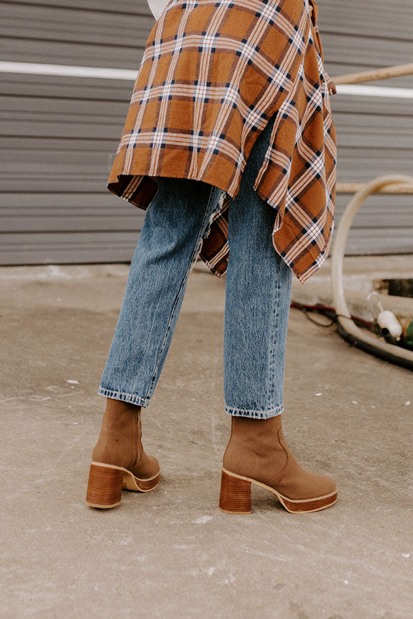 The Esther Faux Suede Bootie In Chocolate Image - 4