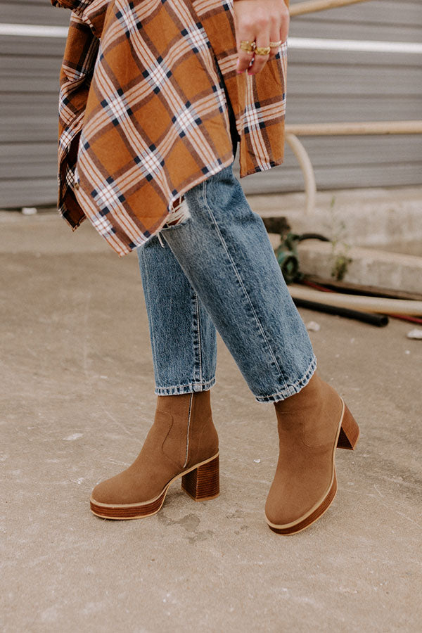 The Esther Faux Suede Bootie In Chocolate Image - 5