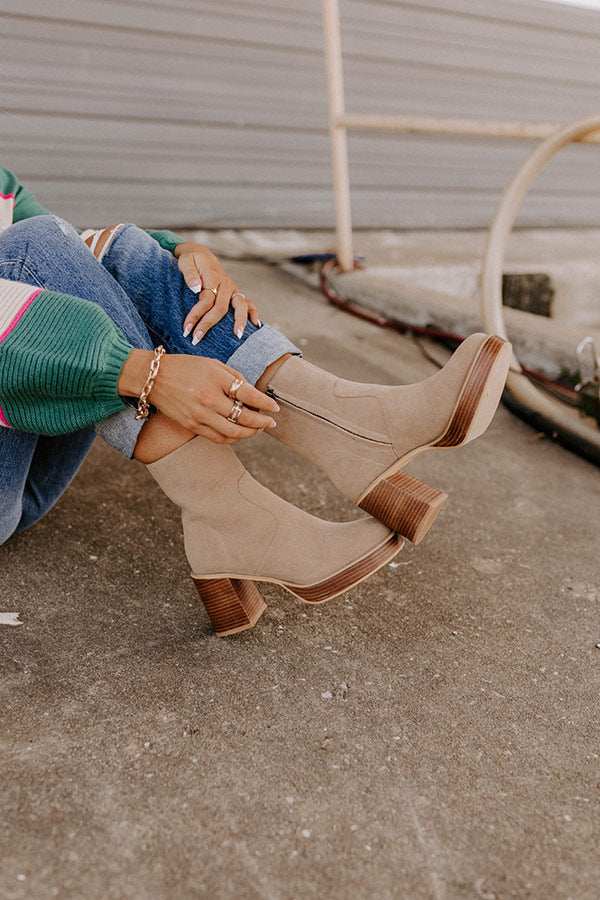 The Esther Faux Suede Bootie In Khaki Image - 1