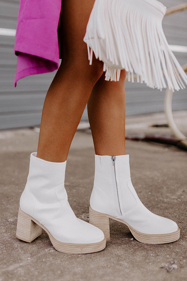 The Esther Faux Leather Bootie In White Image - 2