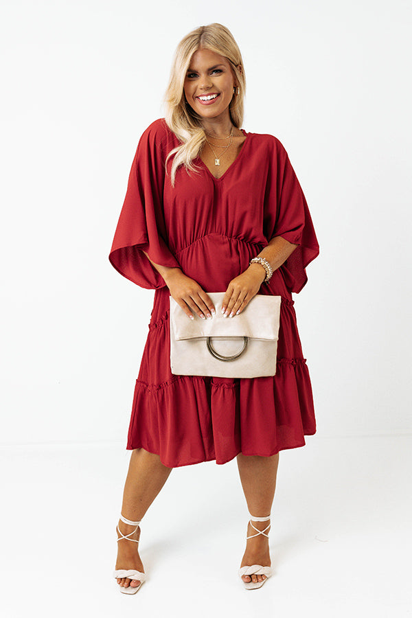 Dawn Of Time Ruffle Dress In Aurora Red Curves Image - 1