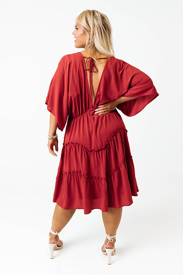 Dawn Of Time Ruffle Dress In Aurora Red Curves Image - 3