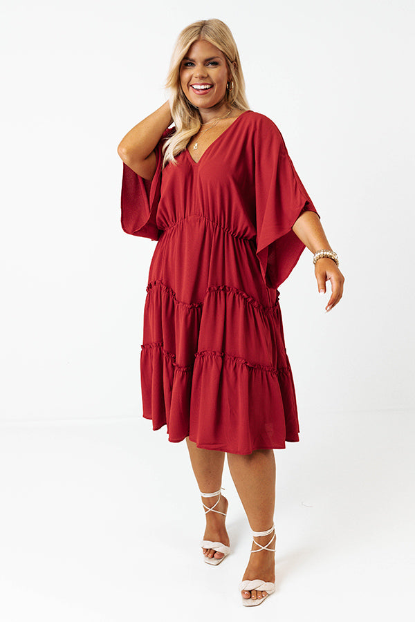 Dawn Of Time Ruffle Dress In Aurora Red Curves Image - 5