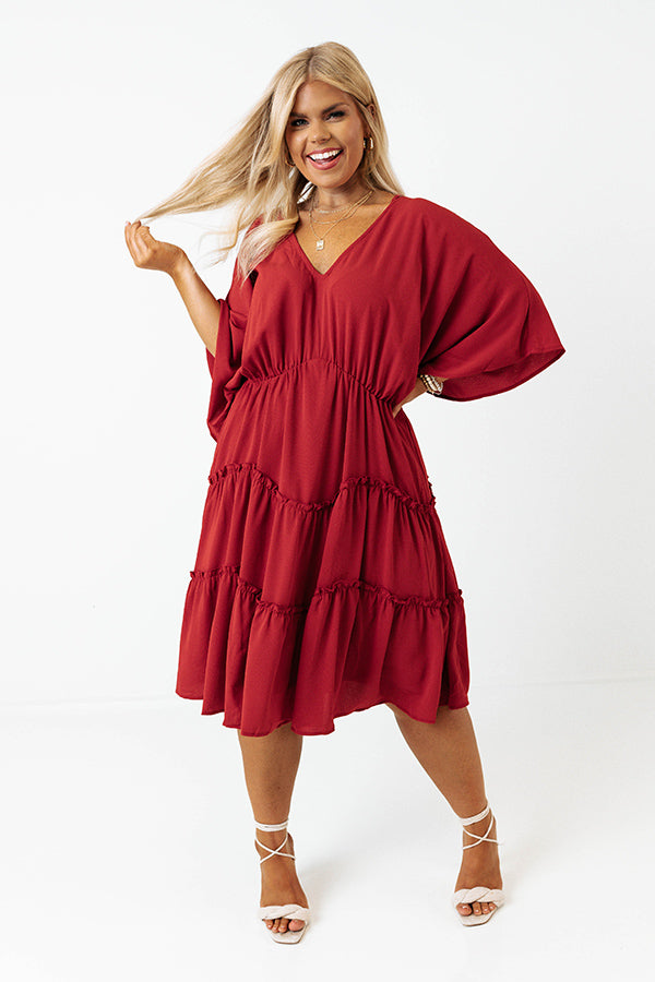 Dawn Of Time Ruffle Dress In Aurora Red Curves Image - 2