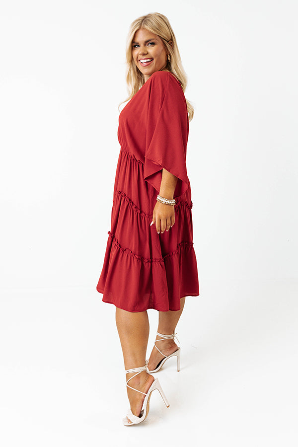 Dawn Of Time Ruffle Dress In Aurora Red Curves Image - 4