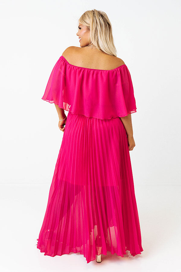 Ticket To Love Pleated Maxi In Hot Pink Curves Image - 5