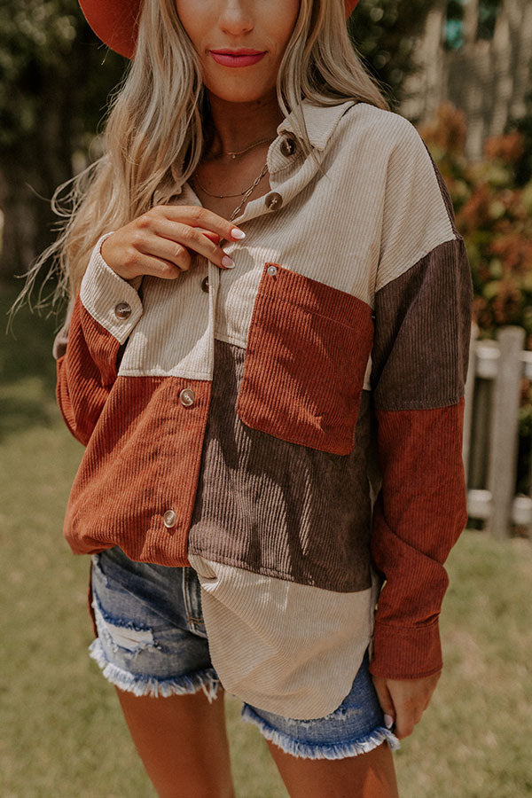 Felt The Chill Corduroy Button Up In Beige Image - 3