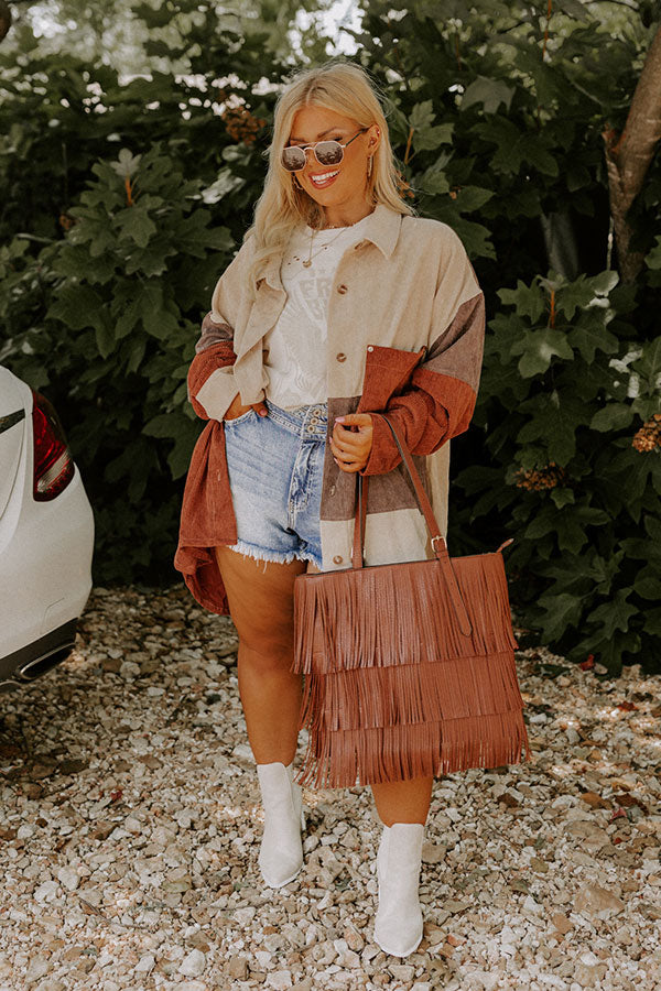 Felt The Chill Corduroy Button Up In Beige Curves Image - 2