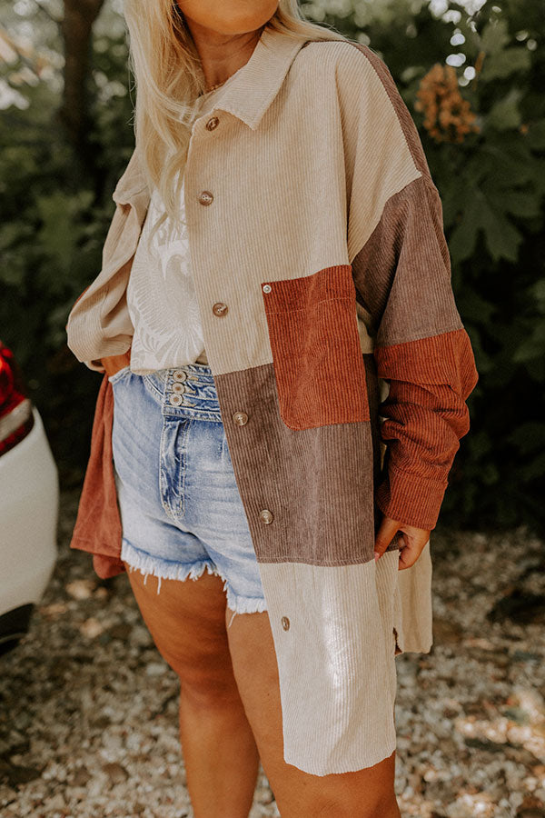 Felt The Chill Corduroy Button Up In Beige Curves Image - 3