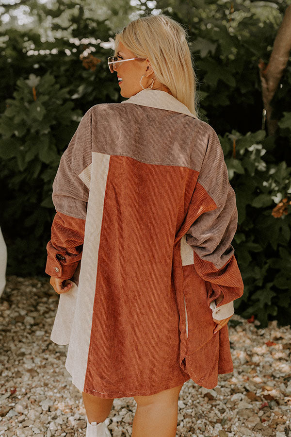 Felt The Chill Corduroy Button Up In Beige Curves Image - 5