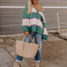 Coziest Home Stripe Sweater In Hunter Green Image - 1