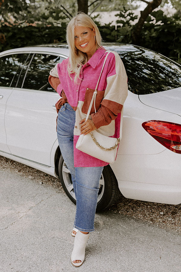 Felt The Chill Corduroy Button Up In Vineyard Grape Curves Image - 1