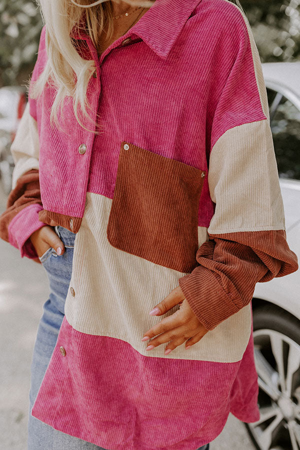 Felt The Chill Corduroy Button Up In Vineyard Grape Curves Image - 3