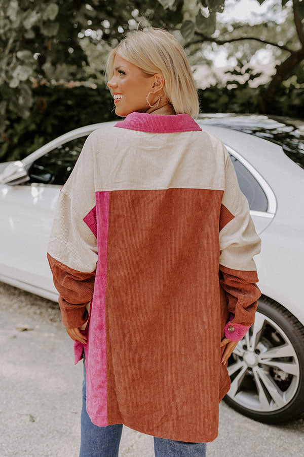 Felt The Chill Corduroy Button Up In Vineyard Grape Curves Image - 4