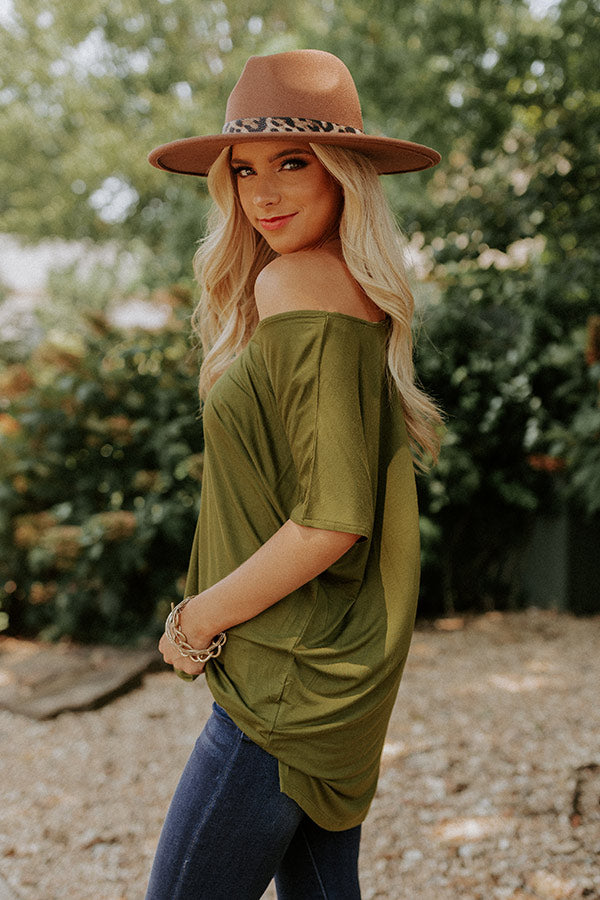 Chill On The Horizon Shift Top In Olive Image - 4