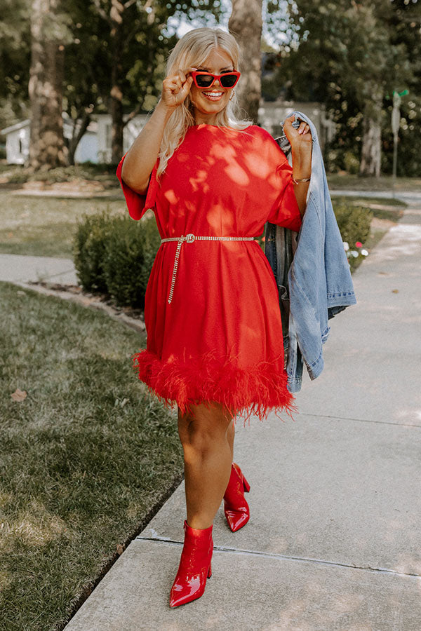 Do It With Pizazz Feather T-Shirt Dress In Red Curves Image - 4