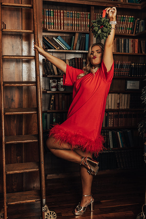 Do It With Pizazz Feather T-Shirt Dress In Red Curves Image - 2