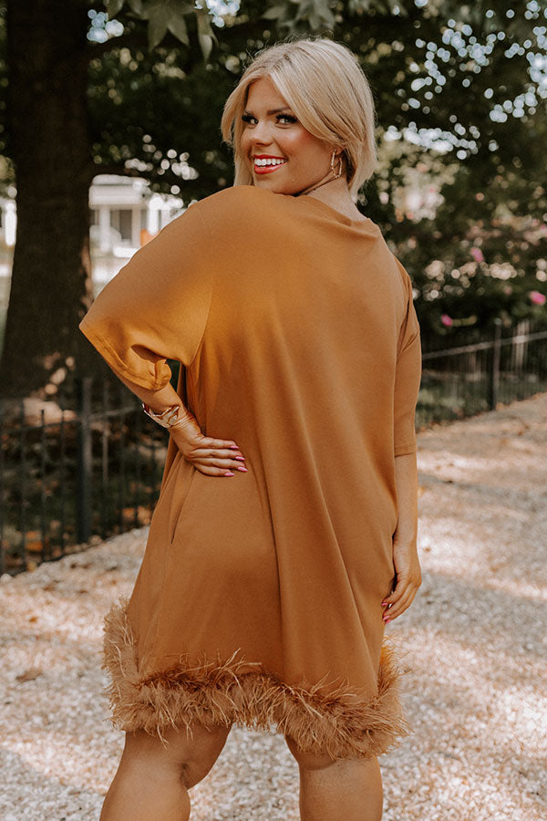 Do It With Pizazz Feather T-Shirt Dress In Camel Curves Image - 5