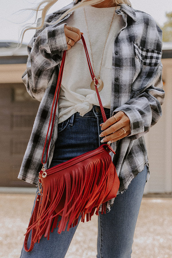 Right On Cue Fringe Purse In Red