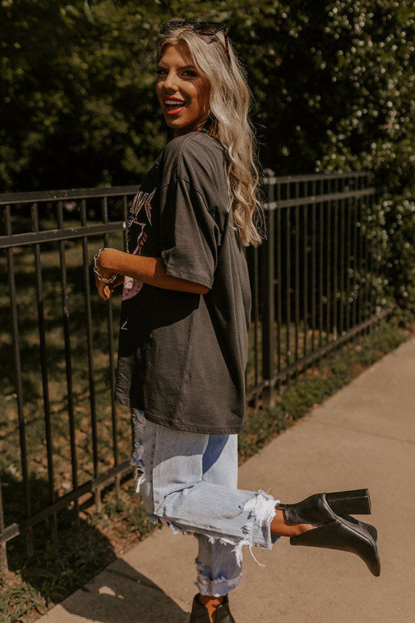 Long Live Distressed Tee In Vintage Black Image - 1