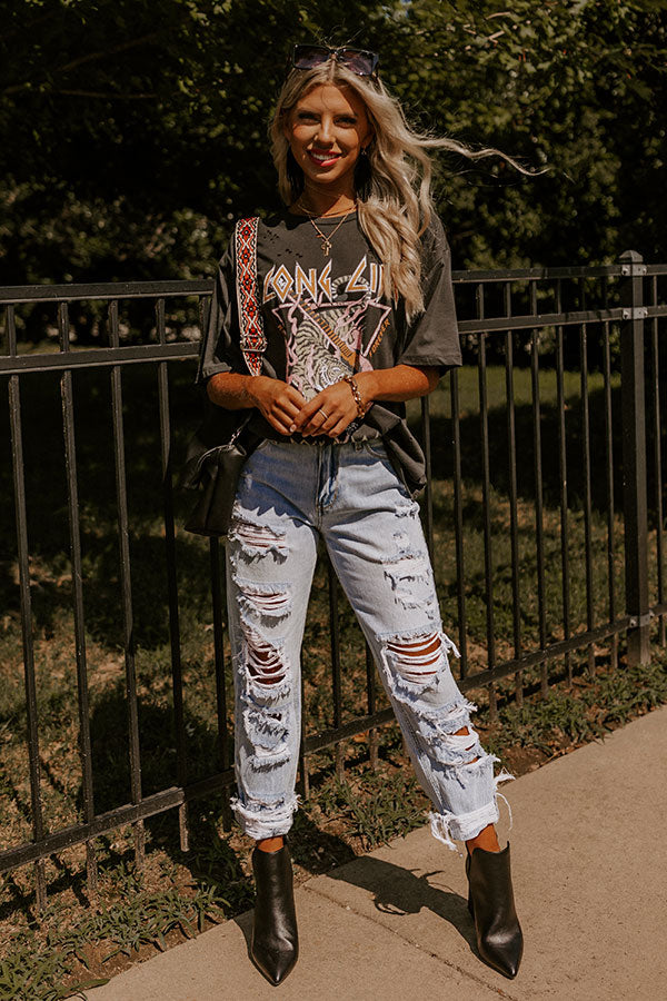 Long Live Distressed Tee In Vintage Black Image - 1