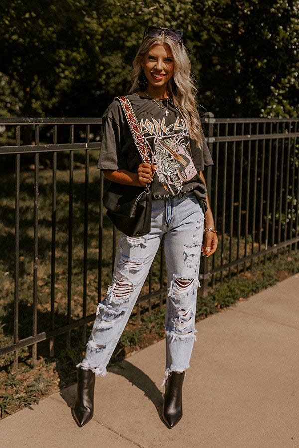 Long Live Distressed Tee In Vintage Black Image - 1