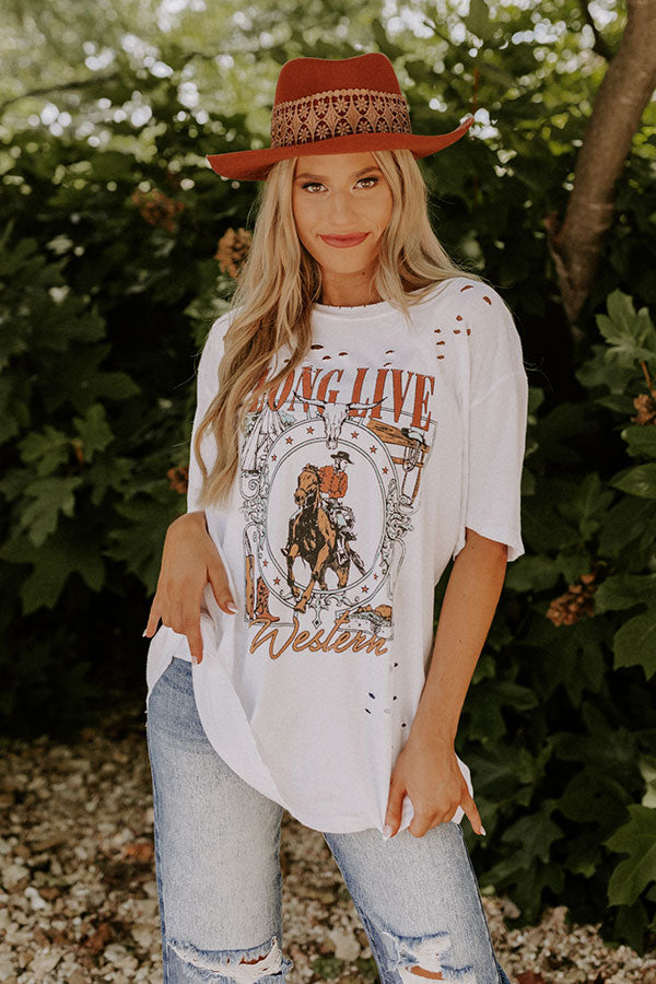 Long Live Western Oversized Distressed Tee Image - 2
