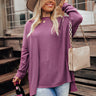 Put You First Waffle Knit Top In Purple Curves Image - 1
