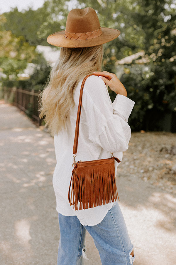 Right On Cue Fringe Purse In Tan