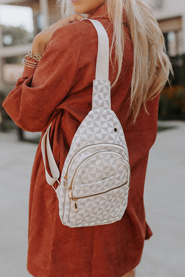 Road Trip Traveling Sling Backpack In Cream • Impressions Online Boutique