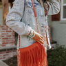 Right On Cue Fringe Crossbody In Orange Image - 1