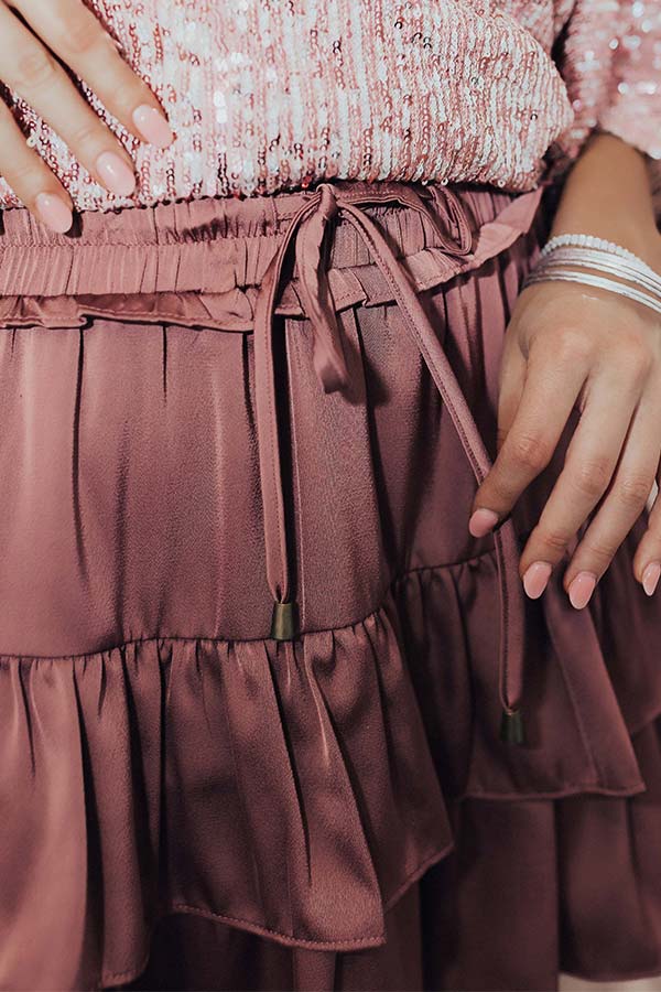 Watch The Show Satin Skort In Vineyard Grape Image - 5