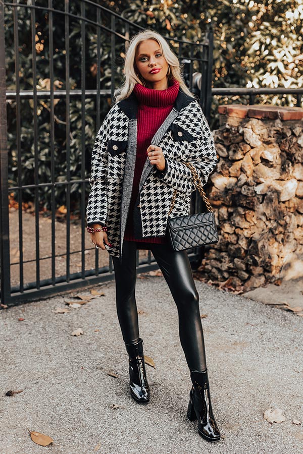 Fall In The City Houndstooth Jacket In Black
